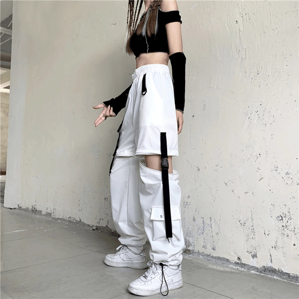 White Strap Techwear Pants