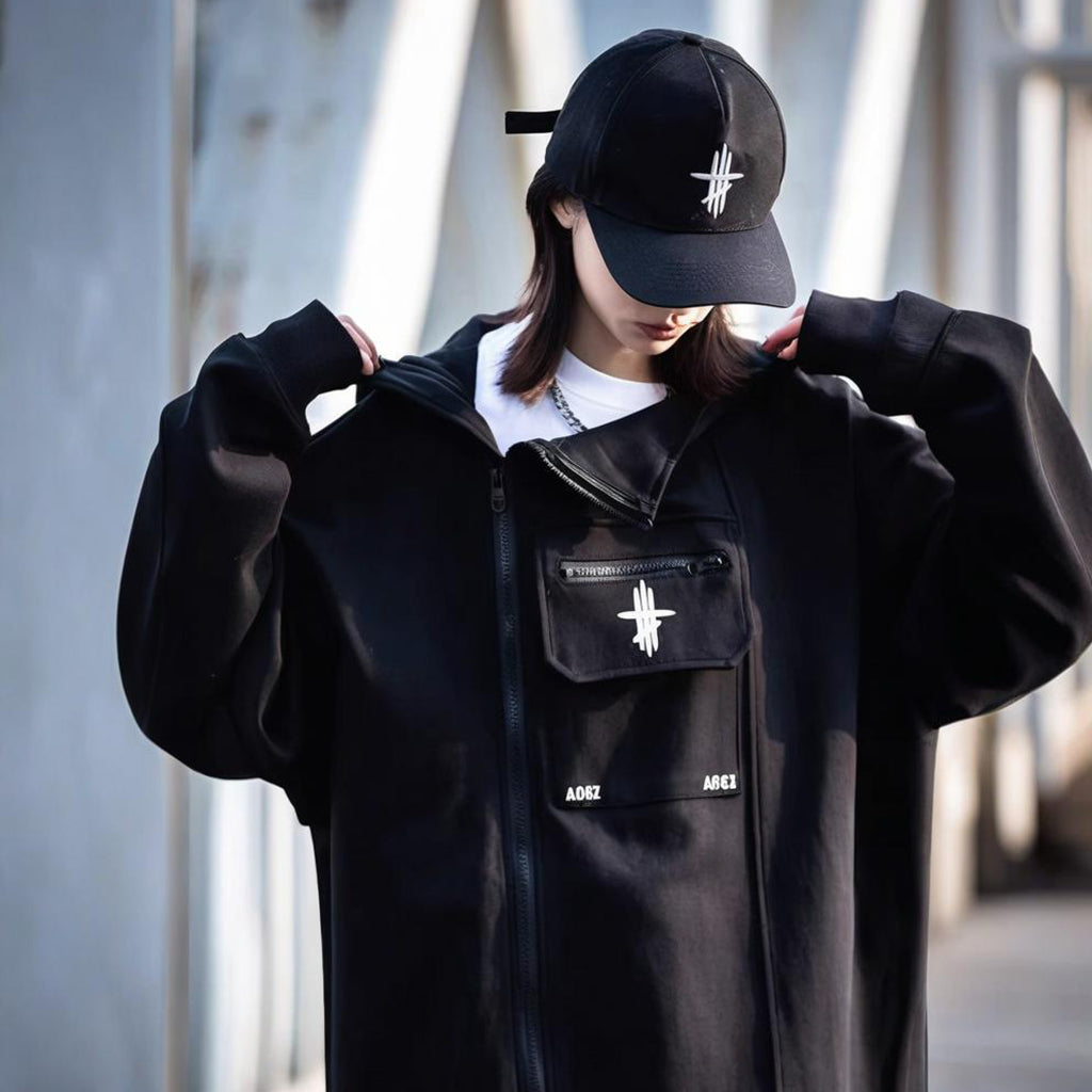 Techwear Outerwear with Asymmetric