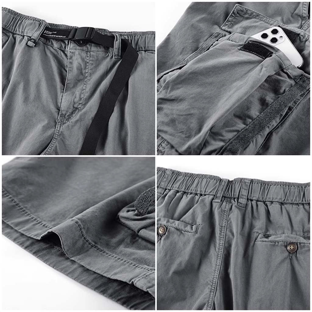 Adjustable Gray Techwear Cargo Shorts