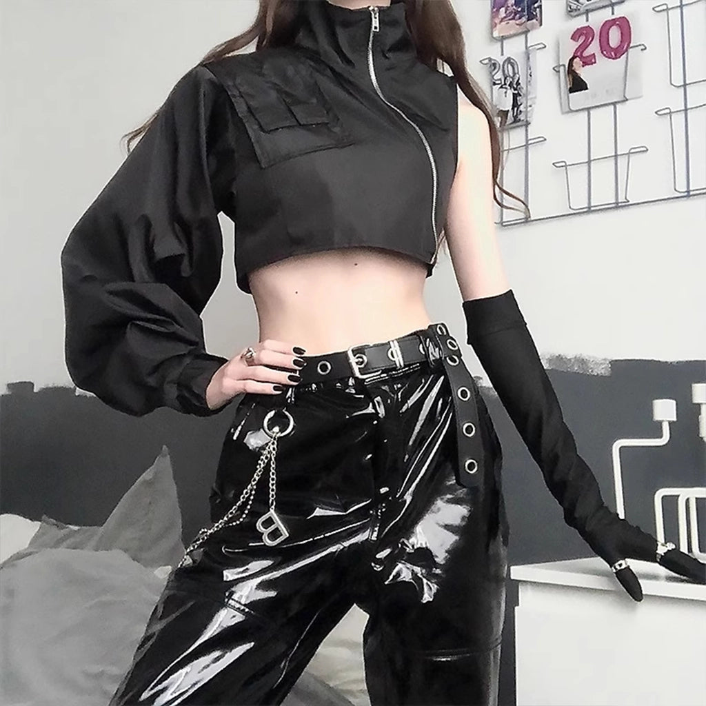 One-Sleeve Cyberpunk Cropped Top