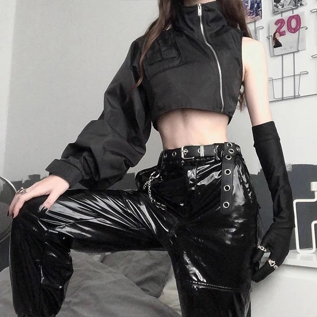 One-Sleeve Cyberpunk Cropped Top