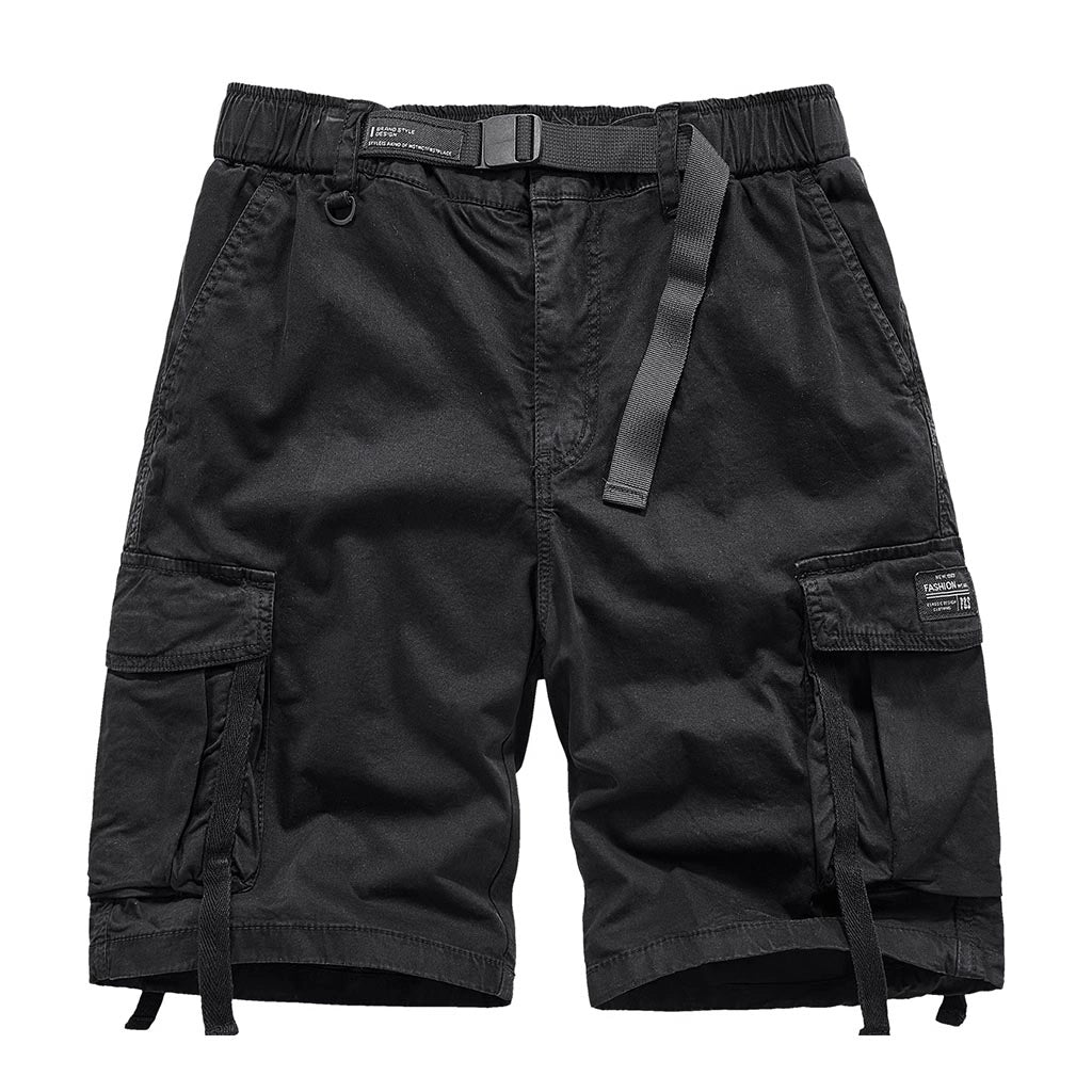 Adjustable Gray Techwear Cargo Shorts