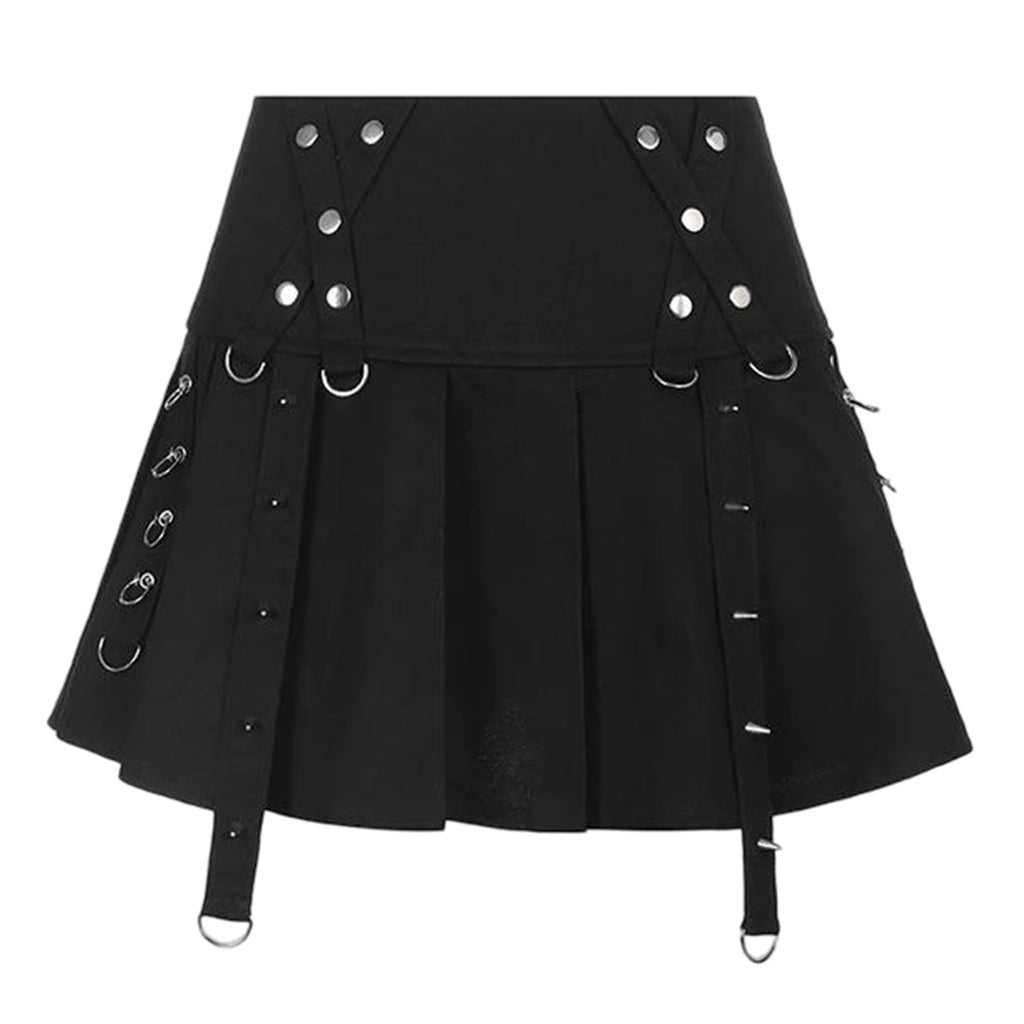 Metal Punk Pleated Skirt