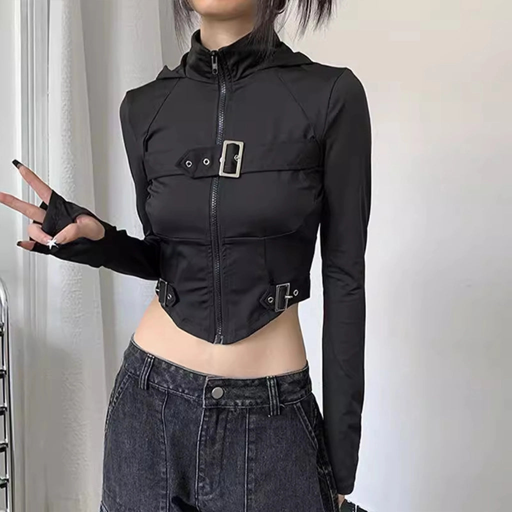 Cropped Zip Techwear Jacket