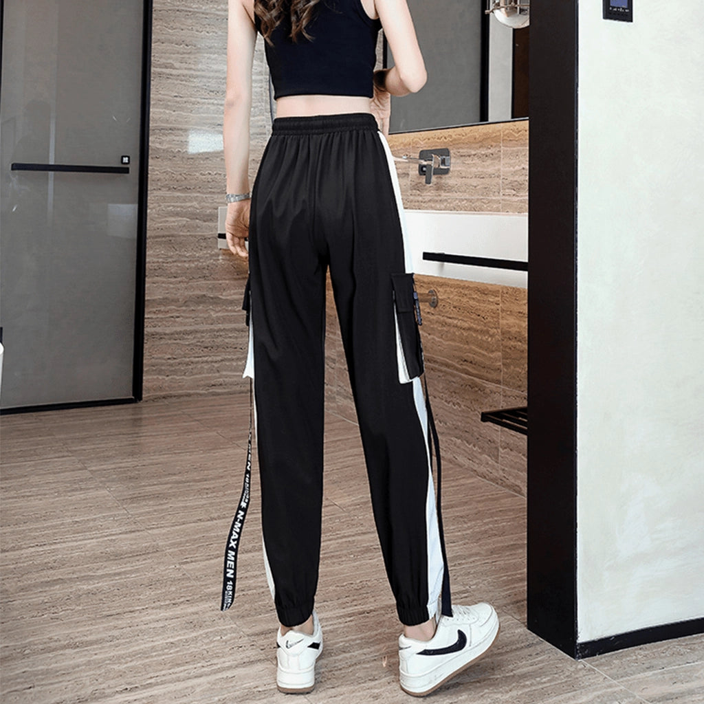 Black Red Cargo Joggers