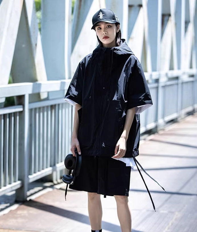 Short Sleeve Hooded Jacket