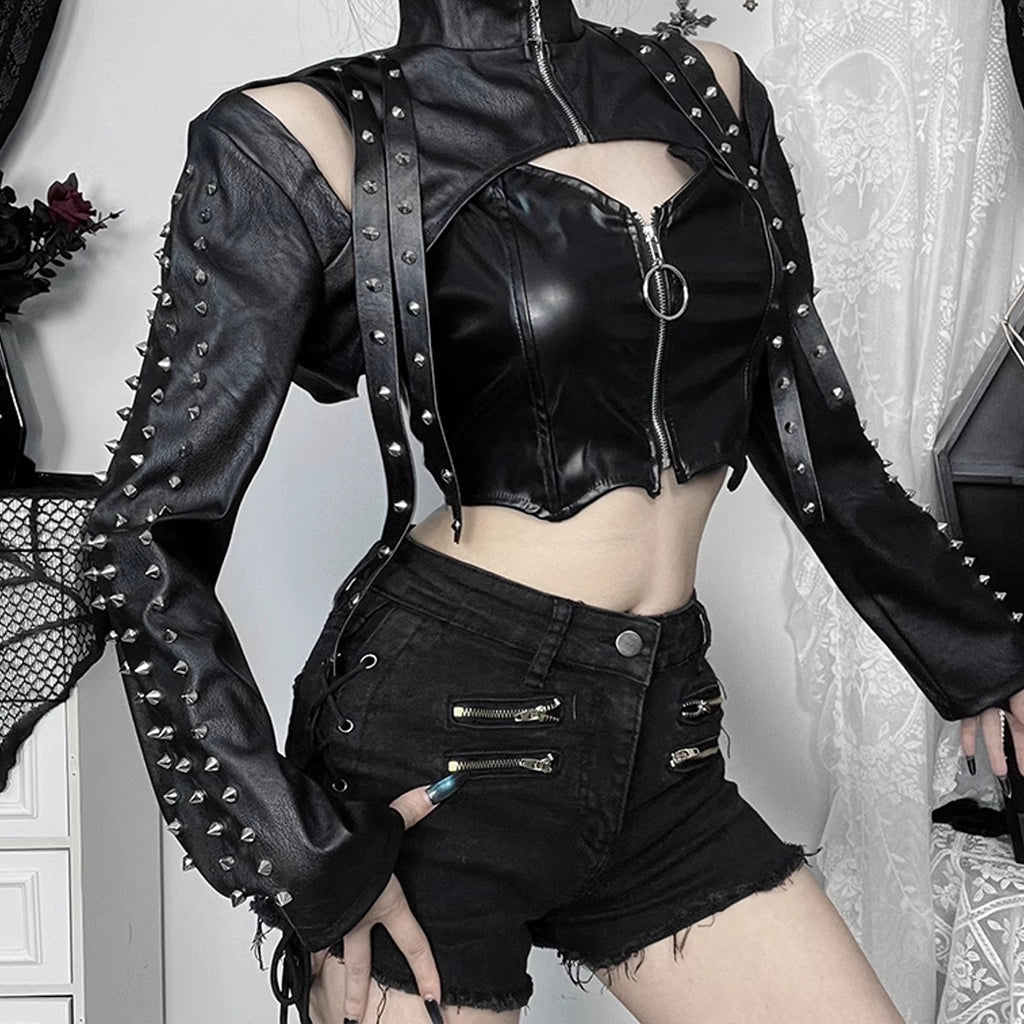 Spiked Techwear Crop Top