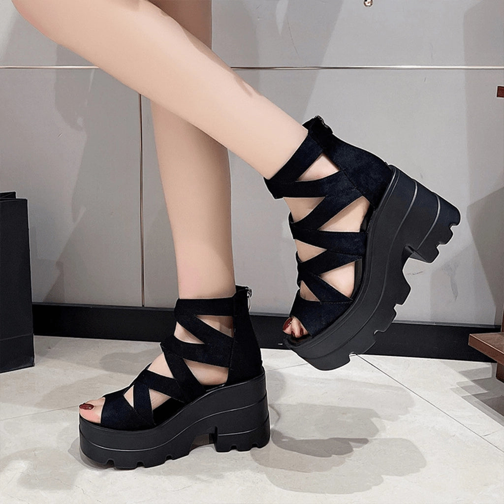 Black Elevated Sandals