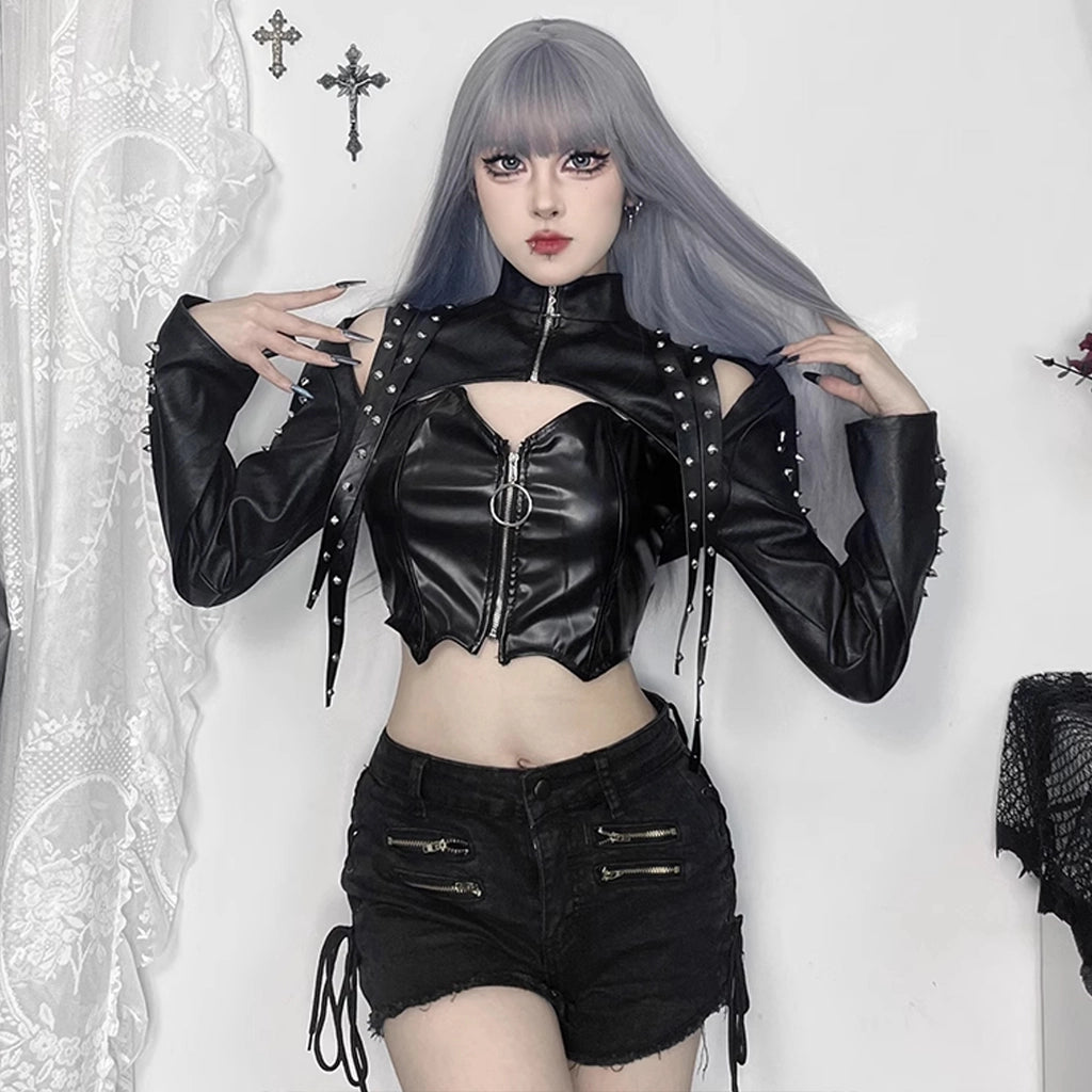 Spiked Techwear Crop Top