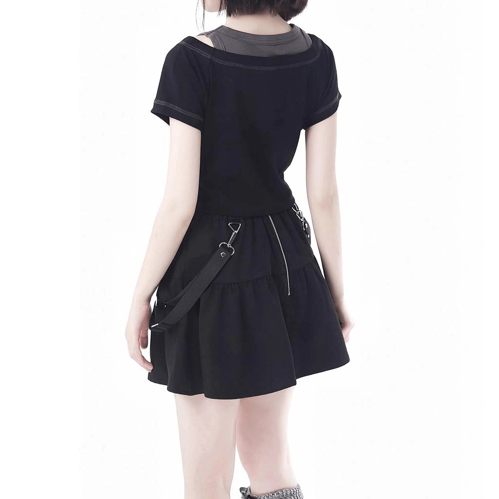 Black Techwear Mini Skirt