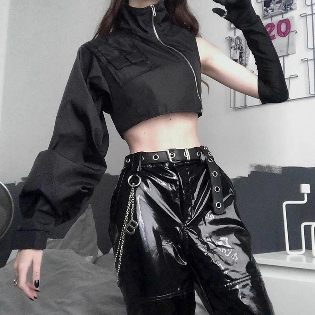 One-Sleeve Cyberpunk Cropped Top