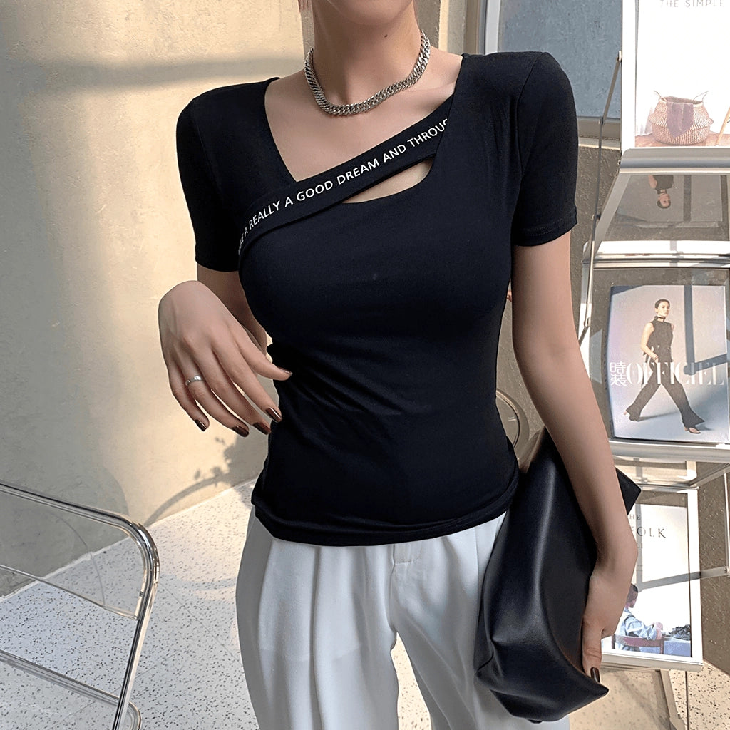 Fitted Black Short Sleeve