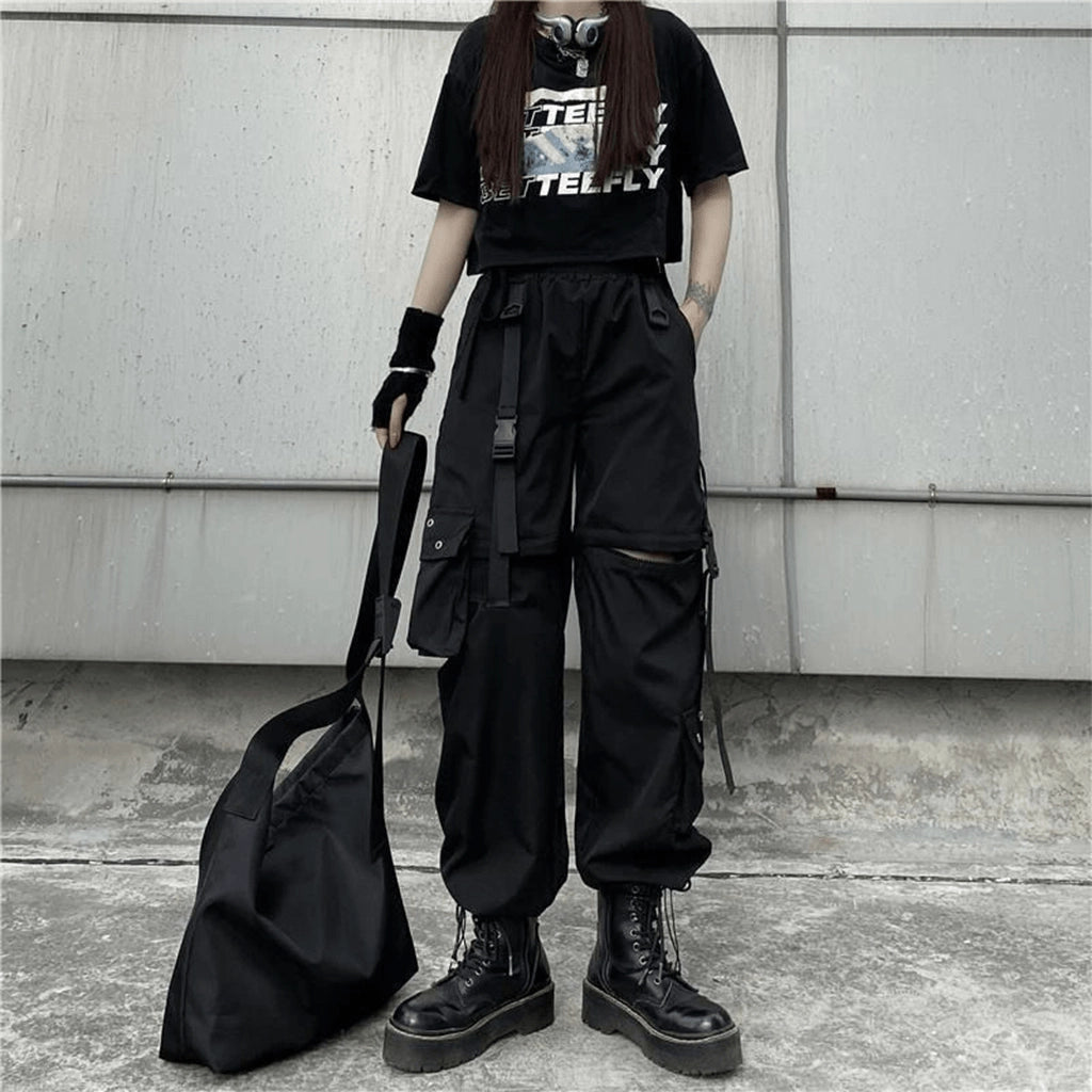 White Strap Techwear Pants