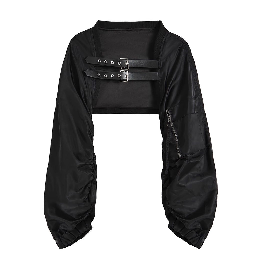Black Techwear Cropped Shrug
