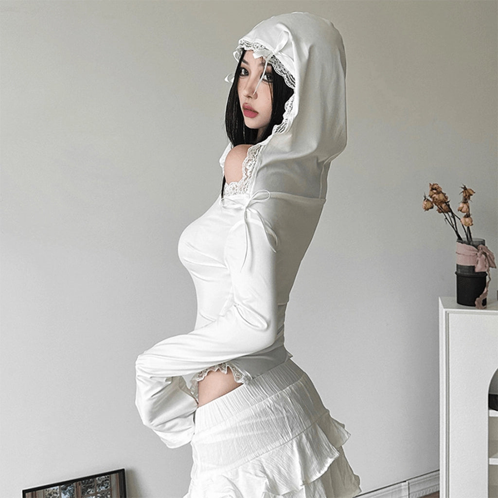 White Hooded Bodysuit