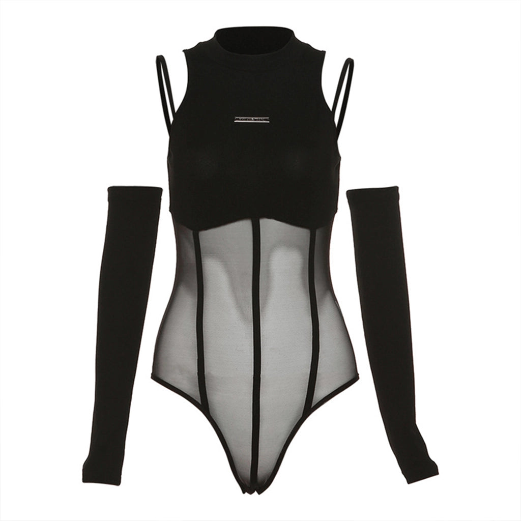 Cyberpunk Black Mesh Bodysuit