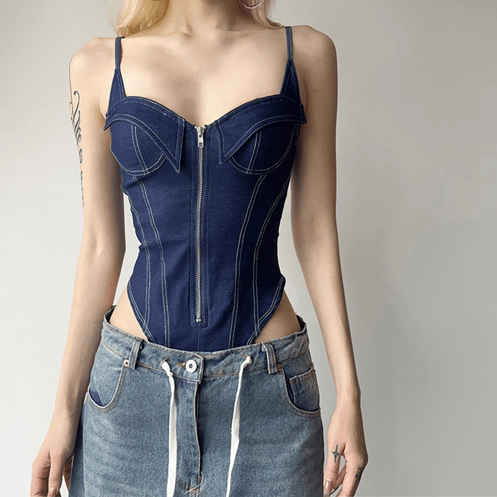 Denim Corset Bodysuit