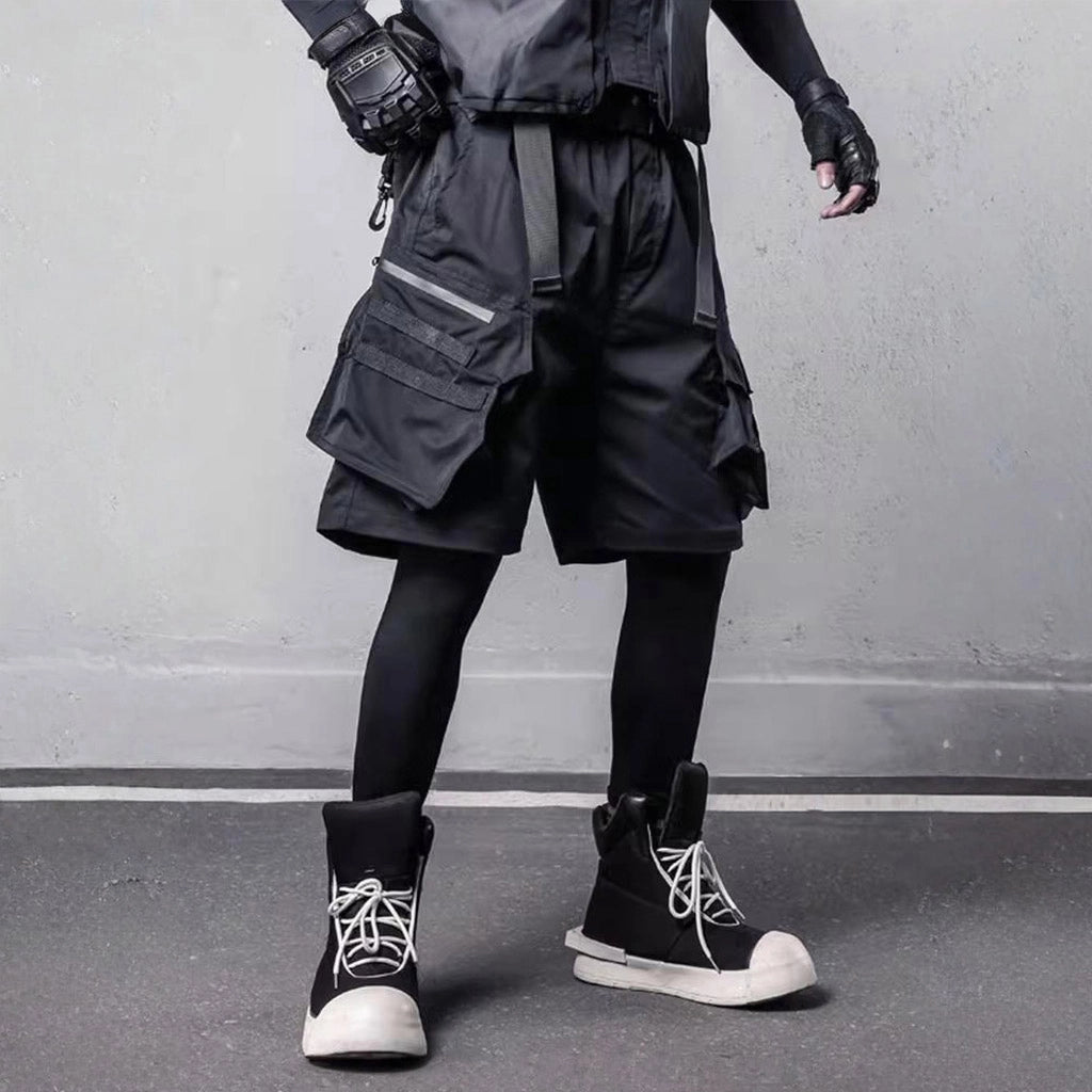 Black Urban Techwear Shorts