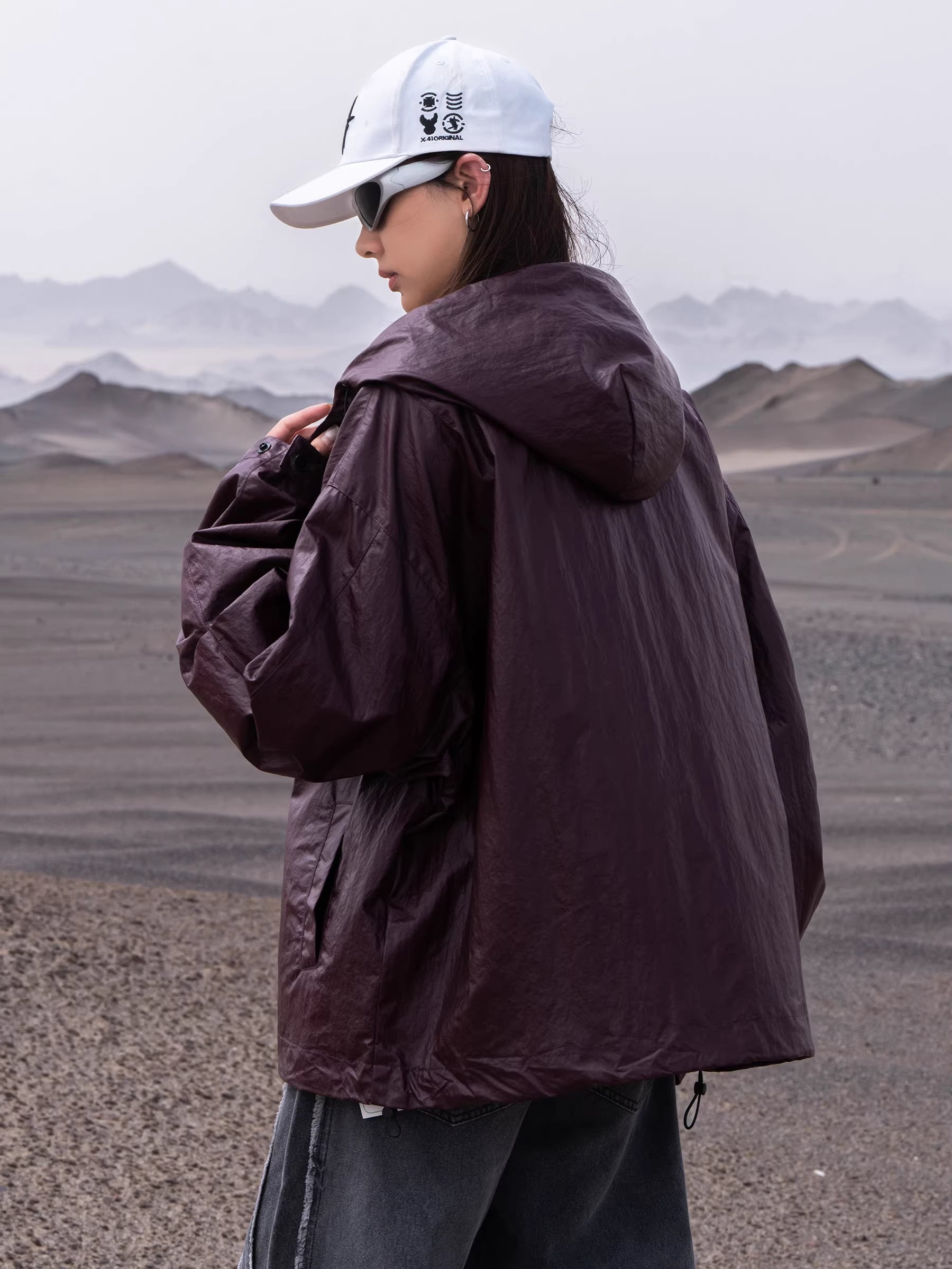 Hooded Leather Techwear Jacket