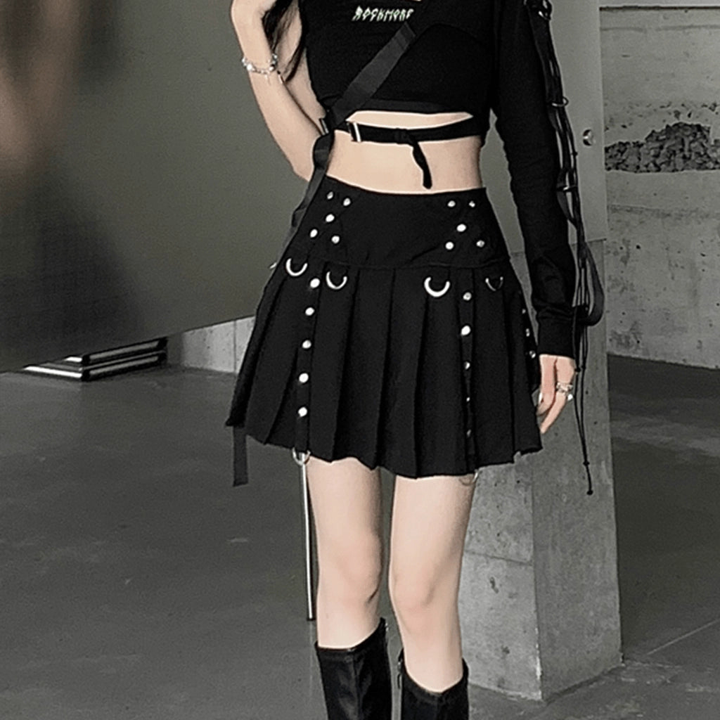 Metal Punk Pleated Skirt