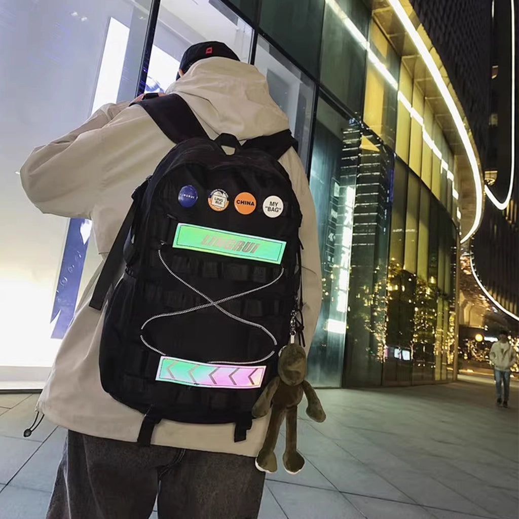 Reflective Tech Backpack for Night Travel