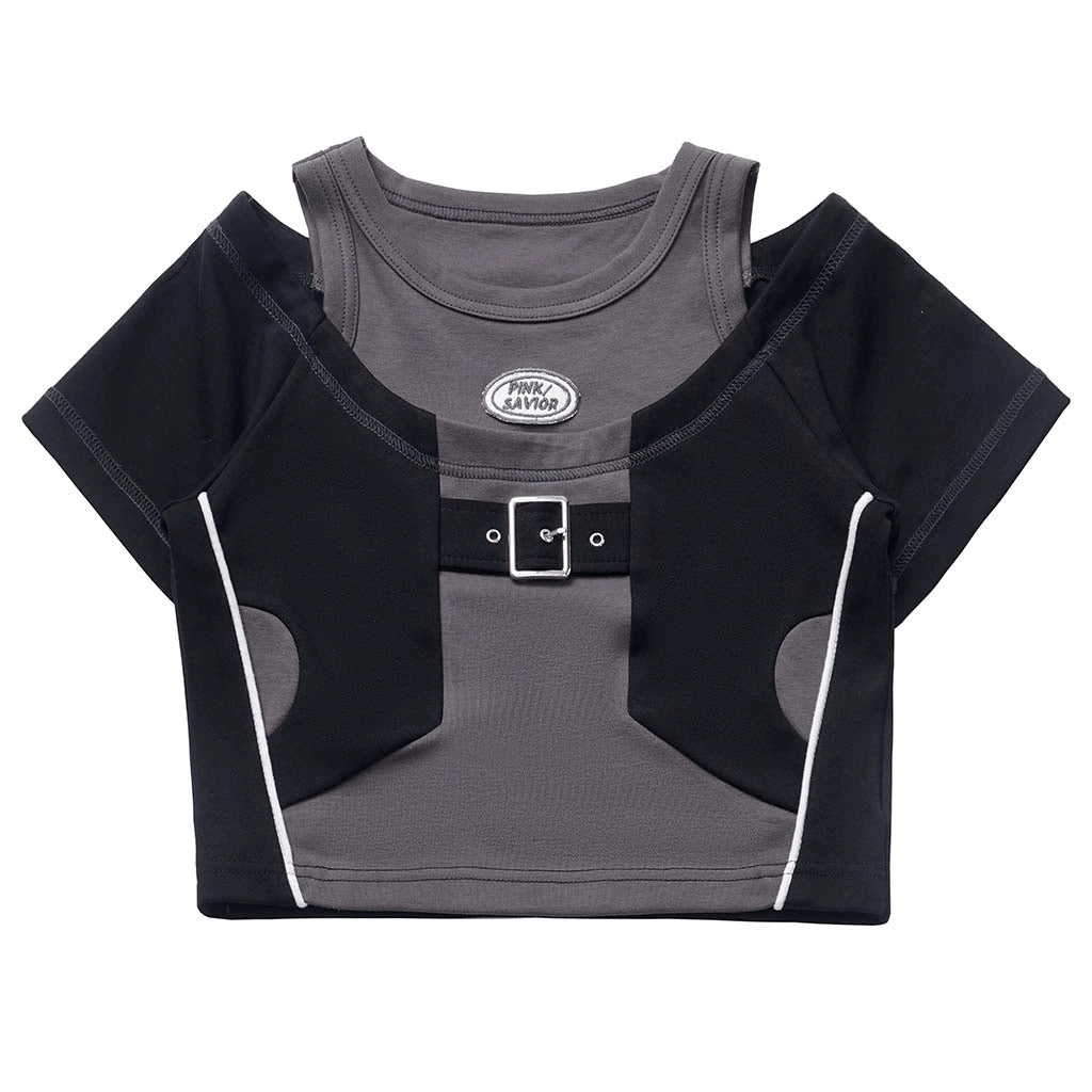 Black Techwear Mini Skirt