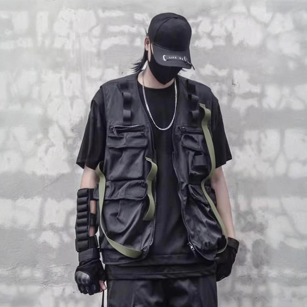 Techwear Vest with Olive Strap