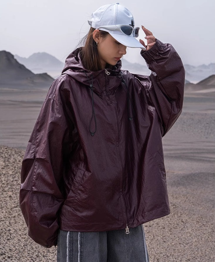Hooded Leather Techwear Jacket