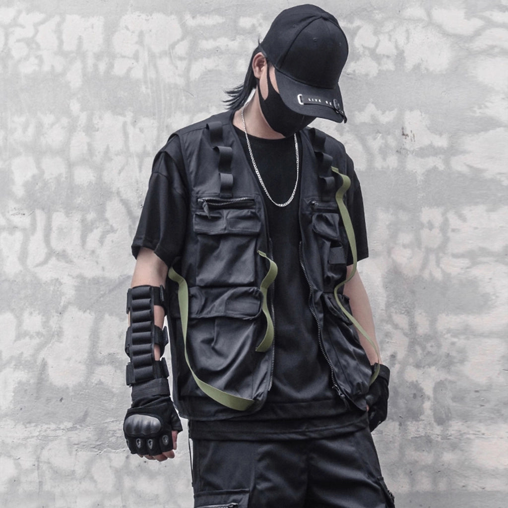 Techwear Vest with Olive Strap
