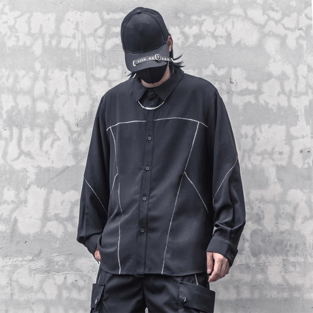 Contrast Stitch Techwear Shirt