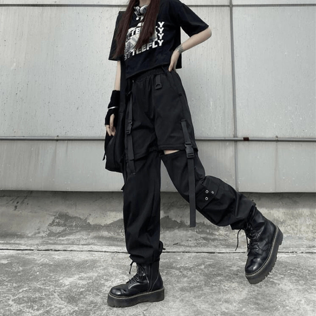 White Strap Techwear Pants