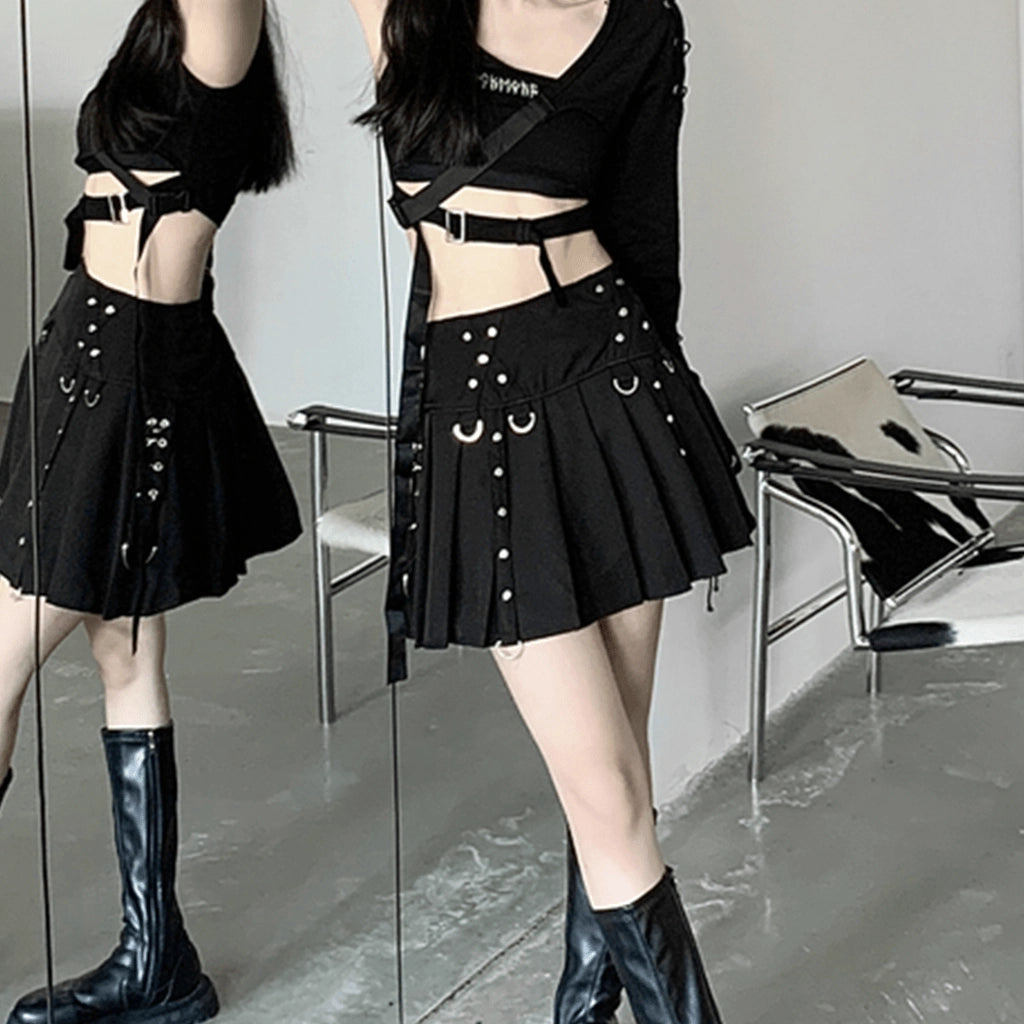 Metal Punk Pleated Skirt