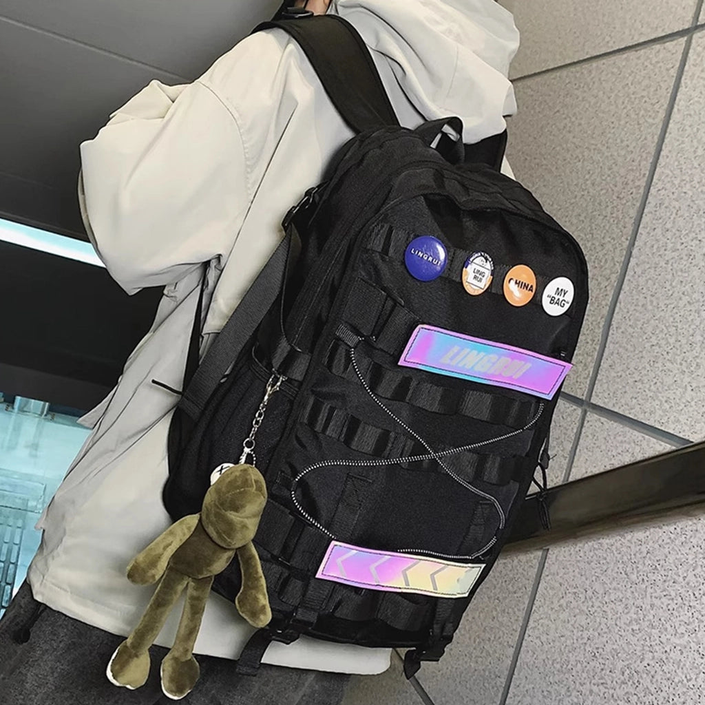 Reflective Tech Backpack for Night Travel