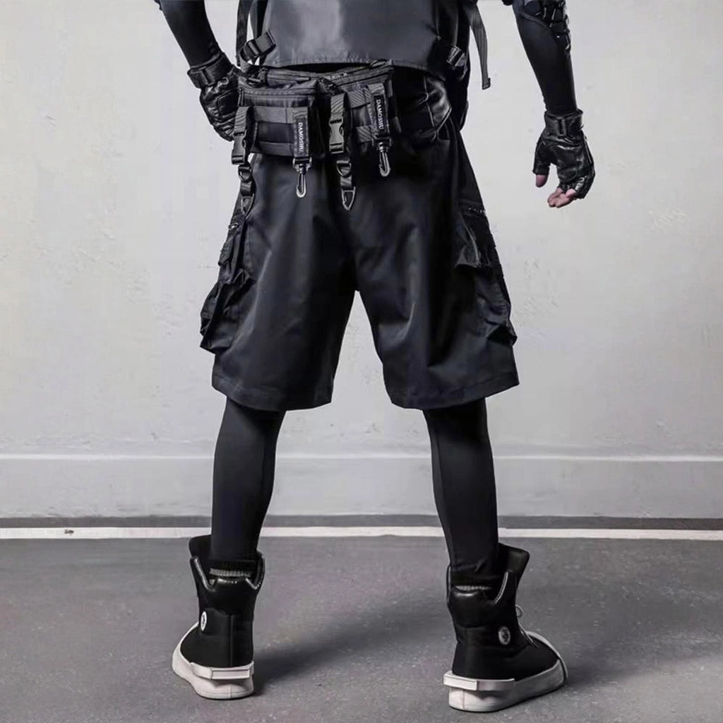 Black Urban Techwear Shorts