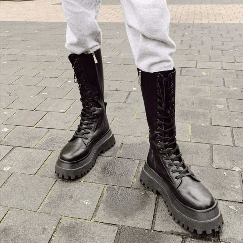 Zipper Lace-Up Boots