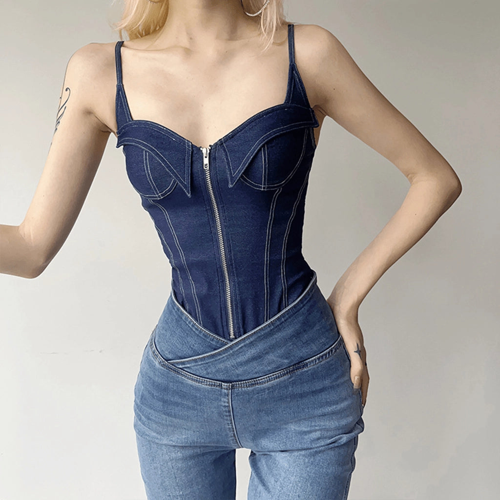 Denim Corset Bodysuit