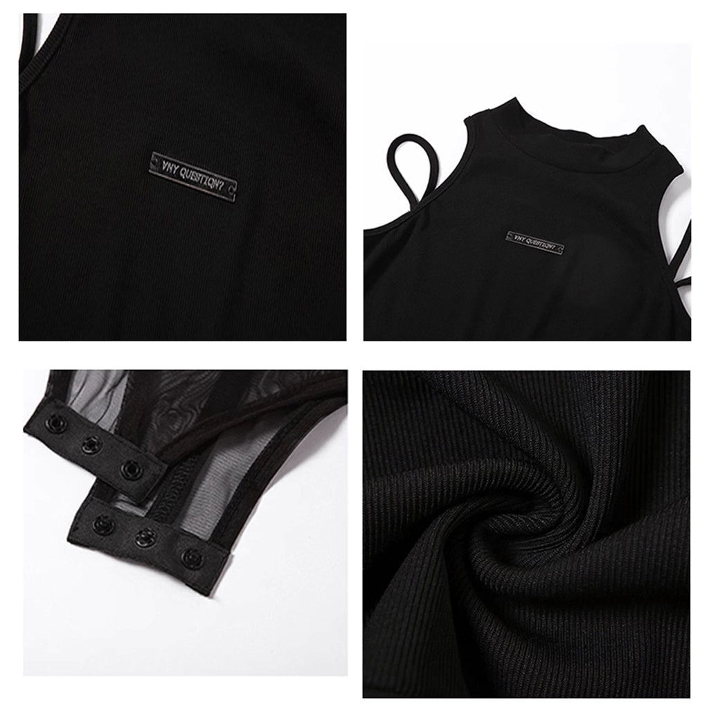 Cyberpunk Black Mesh Bodysuit
