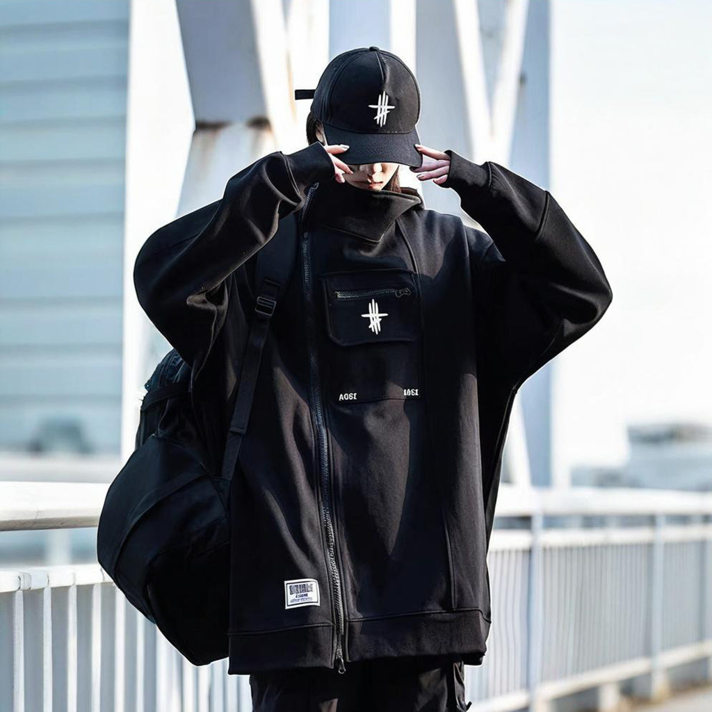 Techwear Outerwear with Asymmetric