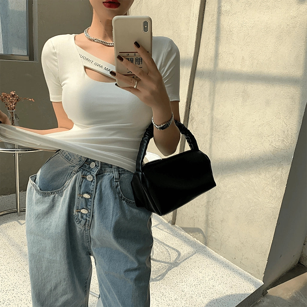 Fitted Black Short Sleeve