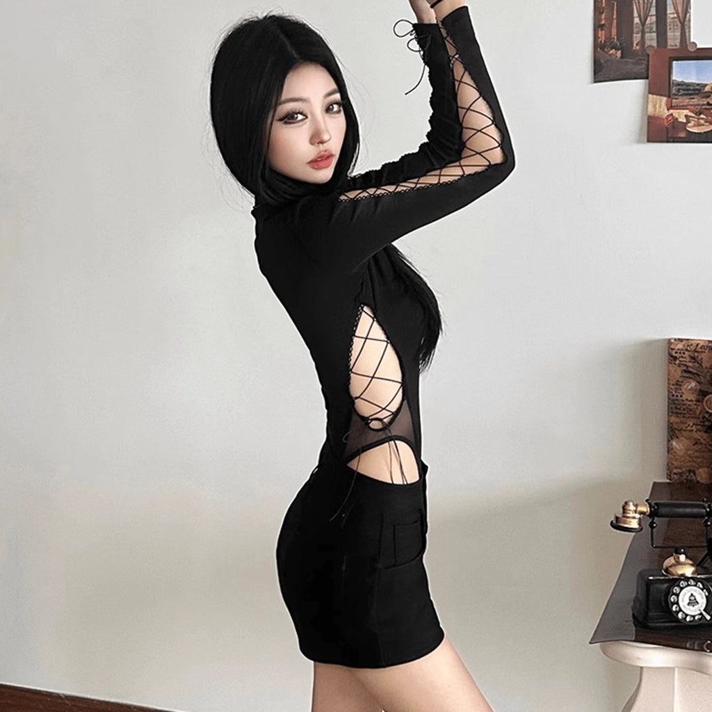 High Neck Lace-Up Bodysuit