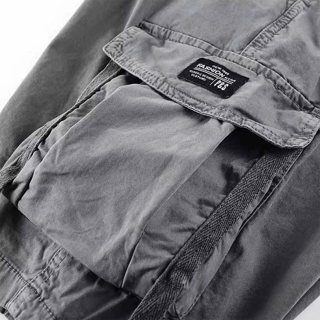Adjustable Gray Techwear Cargo Shorts