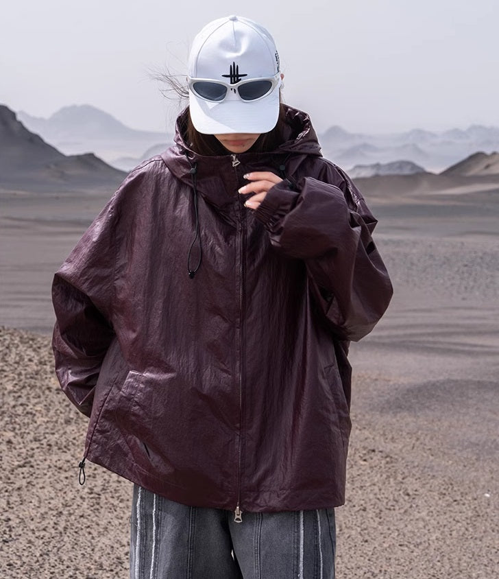 Hooded Leather Techwear Jacket