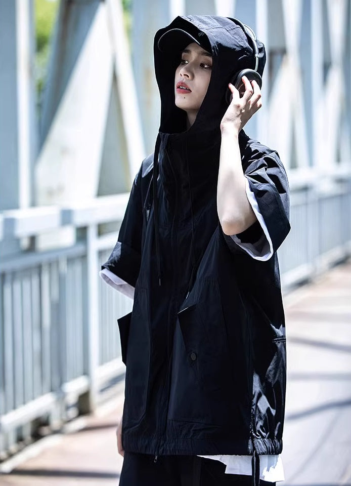 Short Sleeve Hooded Jacket