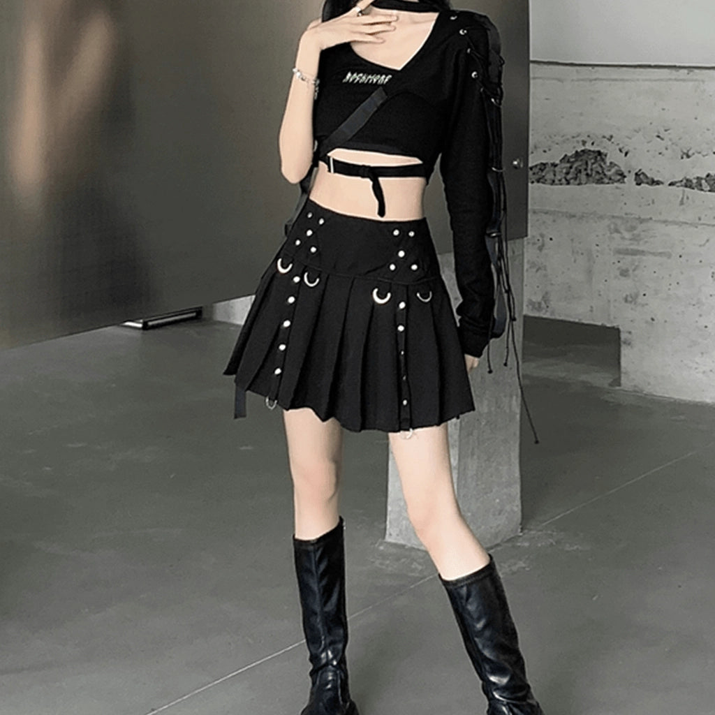 Metal Punk Pleated Skirt