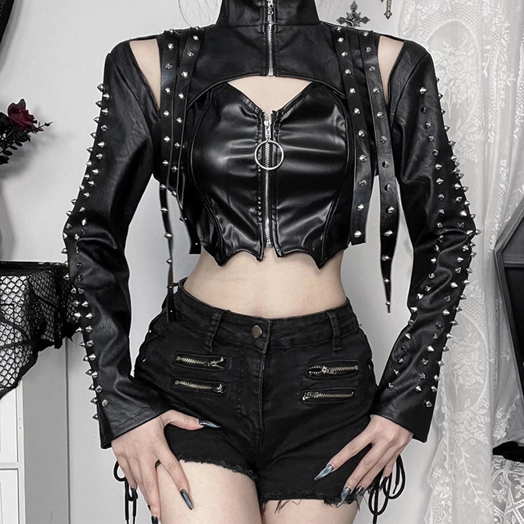 Spiked Techwear Crop Top