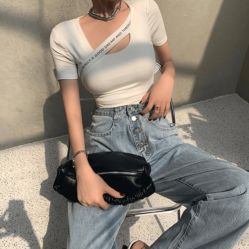 Fitted Black Short Sleeve