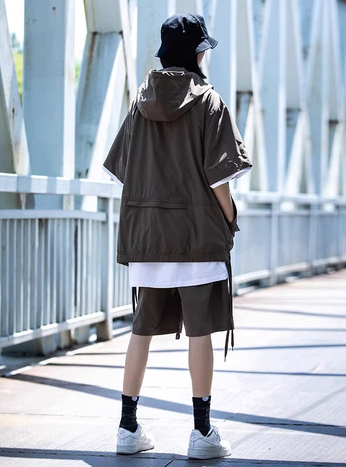 Short Sleeve Hooded Jacket