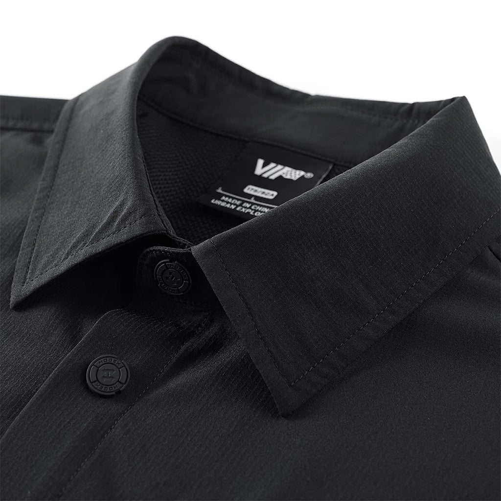 Dual-Layer Black Techwear Shirt