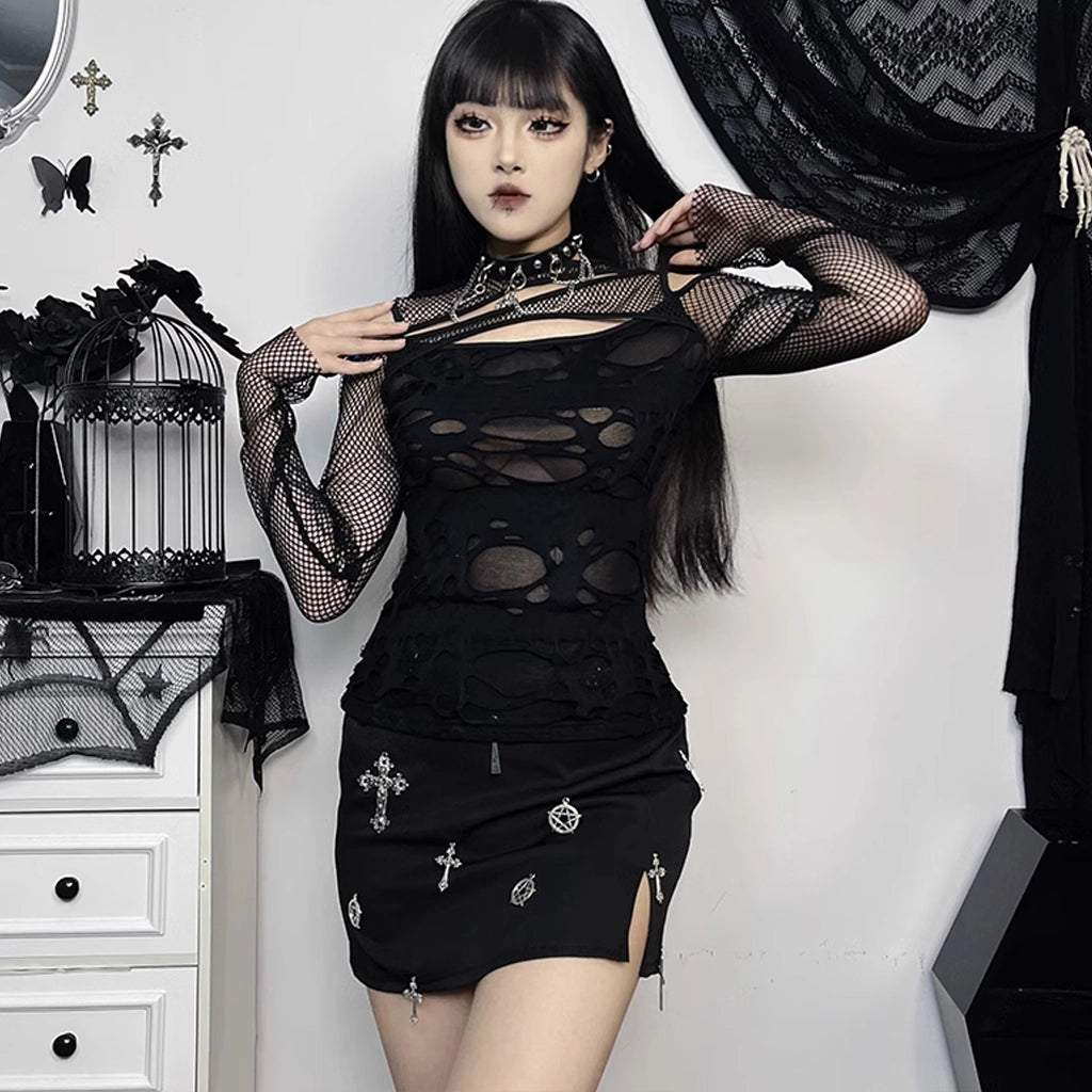 Ripped Gothic Mesh Shirt