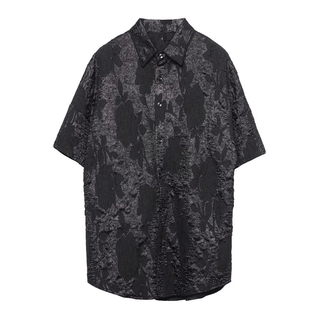 Black Textured Techwear Shirt